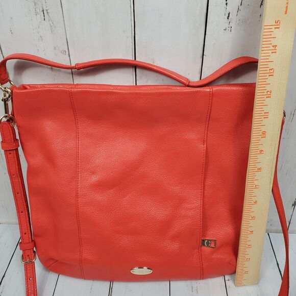Coach Isabelle Pebbled Leather Hobo CrossBody Tote Purse Scout Burnt Orange READ - Picture 2 of 16
